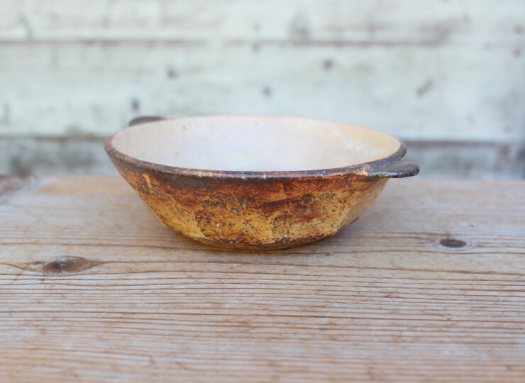 灰釉面取耳鉢Ｋ