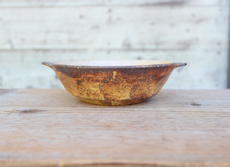 灰釉面取耳鉢Ｋ