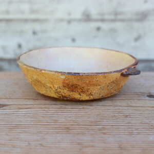 灰釉面取耳鉢Ｌ