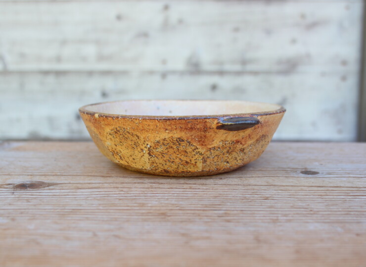 灰釉面取耳鉢Ｌ