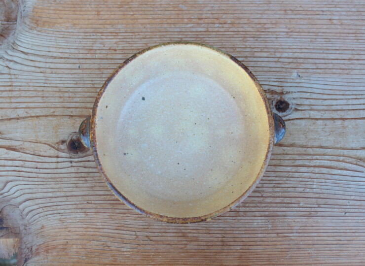 灰釉面取耳鉢Ｌ