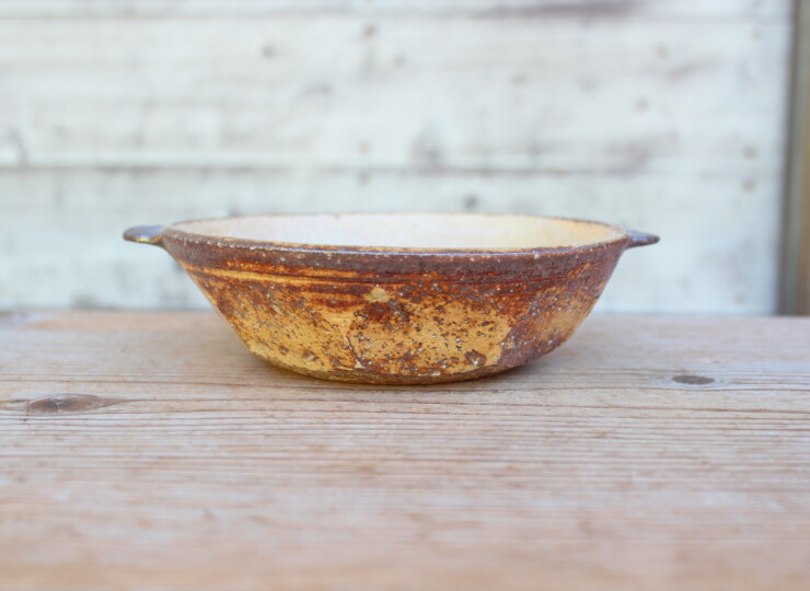 灰釉面取耳鉢Ｎ