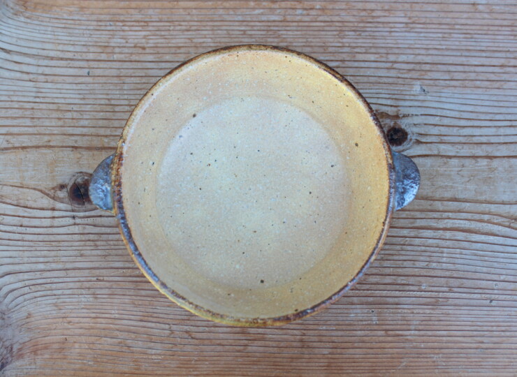 灰釉面取耳鉢Ｎ