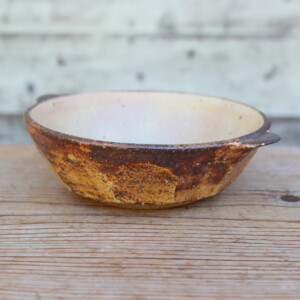 灰釉面取耳鉢Ｏ