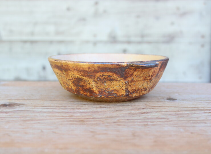 灰釉面取耳鉢Ｏ