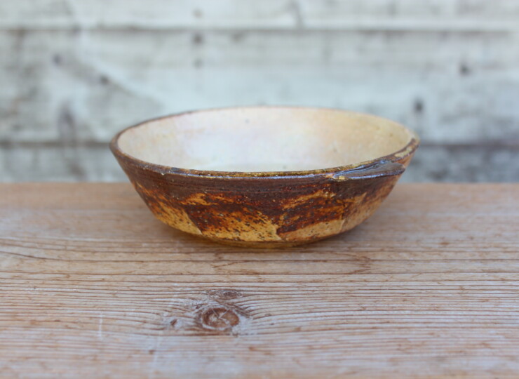 灰釉面取耳鉢Ｄ