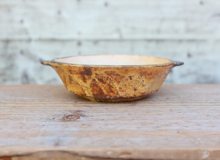 灰釉面取耳鉢Ｆ