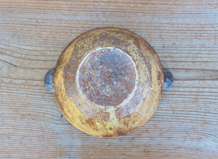 灰釉面取耳鉢Ｇ