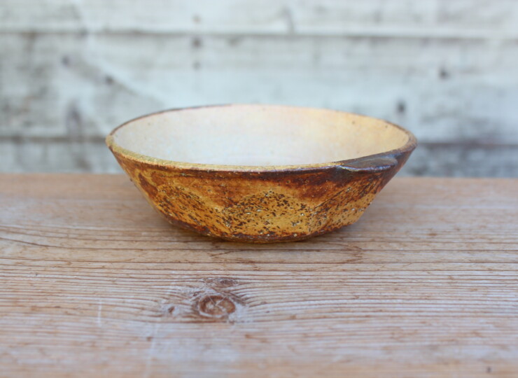 灰釉面取耳鉢Ｈ