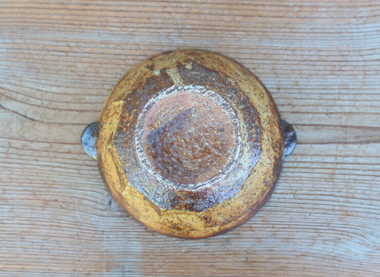 灰釉面取耳鉢Ｈ