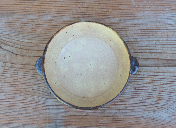 灰釉面取耳鉢Ｉ