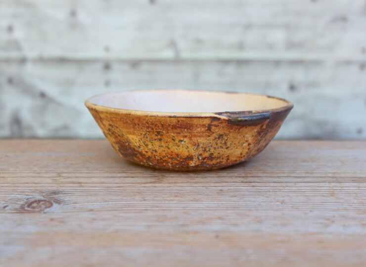 灰釉面取耳鉢Ｊ