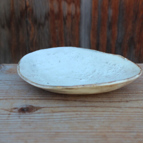 刷毛目石目楕円皿Ｇ