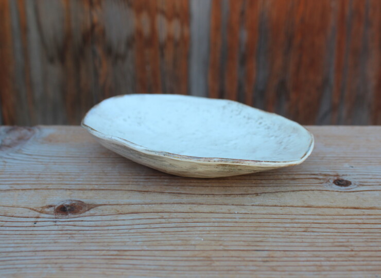 刷毛目石目楕円皿Ｌ