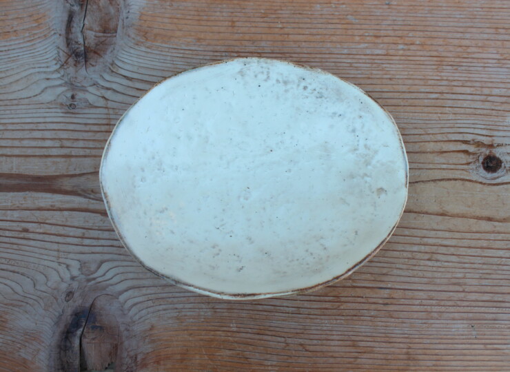 刷毛目石目楕円皿Ｌ