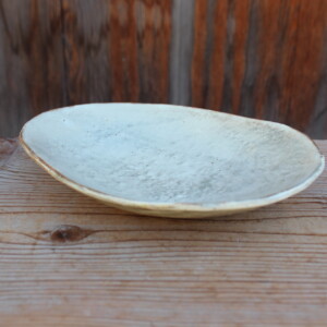 刷毛目石目楕円皿Ｉ