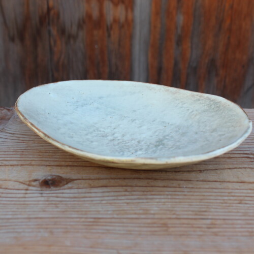 刷毛目石目楕円皿Ｉ