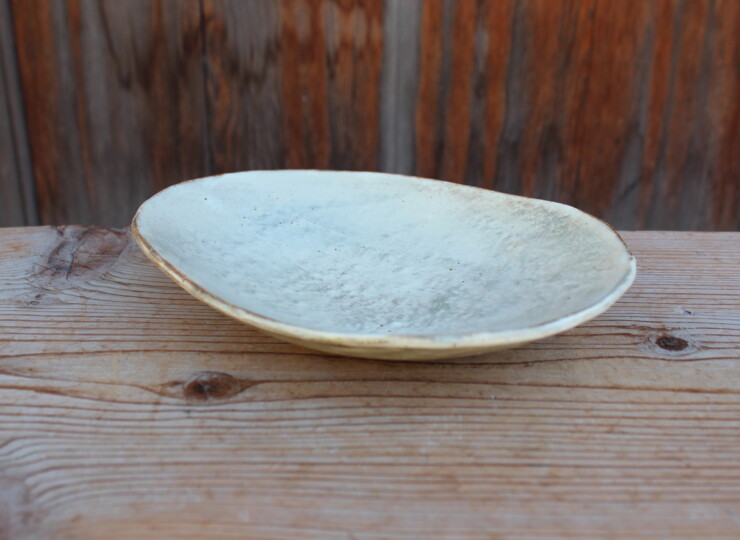 刷毛目石目楕円皿Ｉ