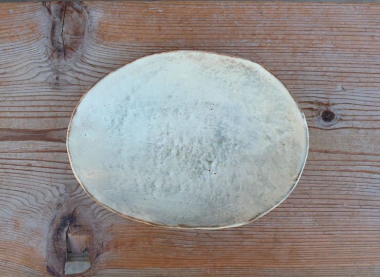 刷毛目石目楕円皿Ｉ