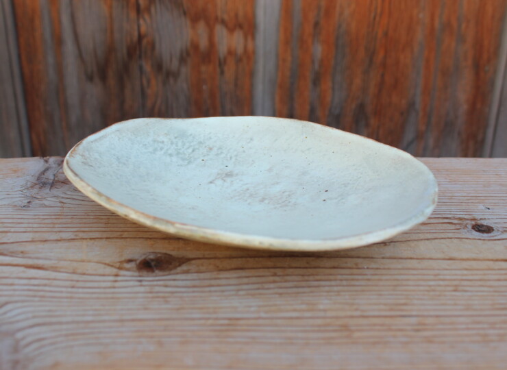 刷毛目石目楕円皿Ｏ