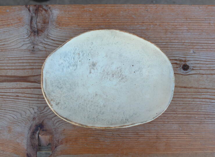 刷毛目石目楕円皿Ｏ