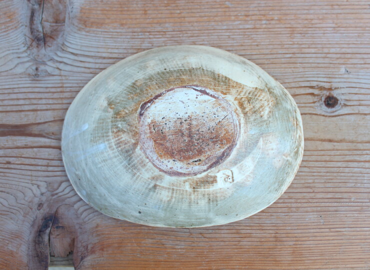 刷毛目石目楕円皿Ｏ