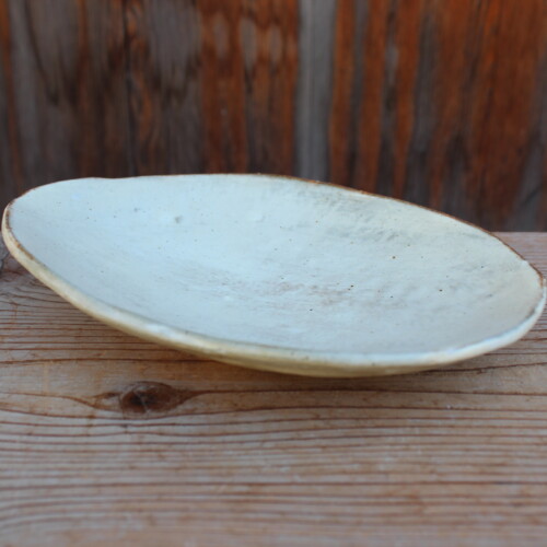 刷毛目石目楕円皿Ｑ