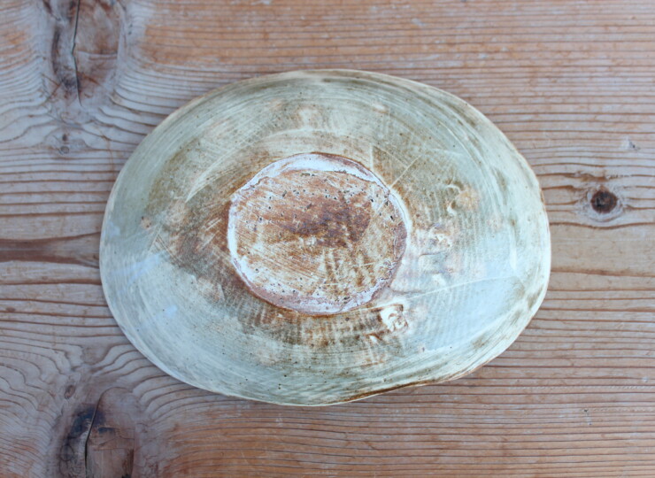 刷毛目石目楕円皿Ｒ