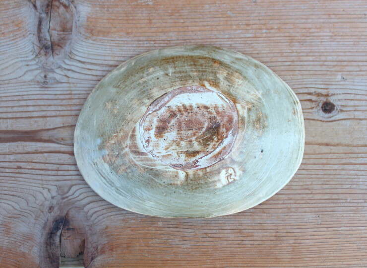 刷毛目石目楕円皿Ｓ