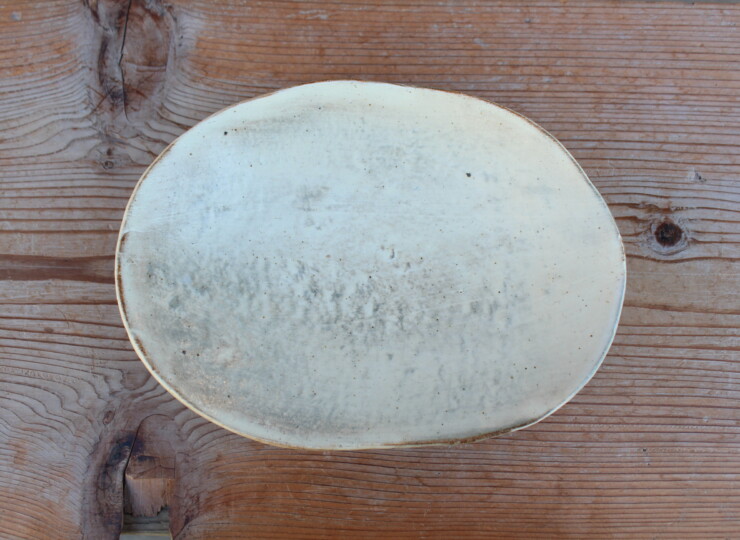 刷毛目石目楕円皿Ｔ