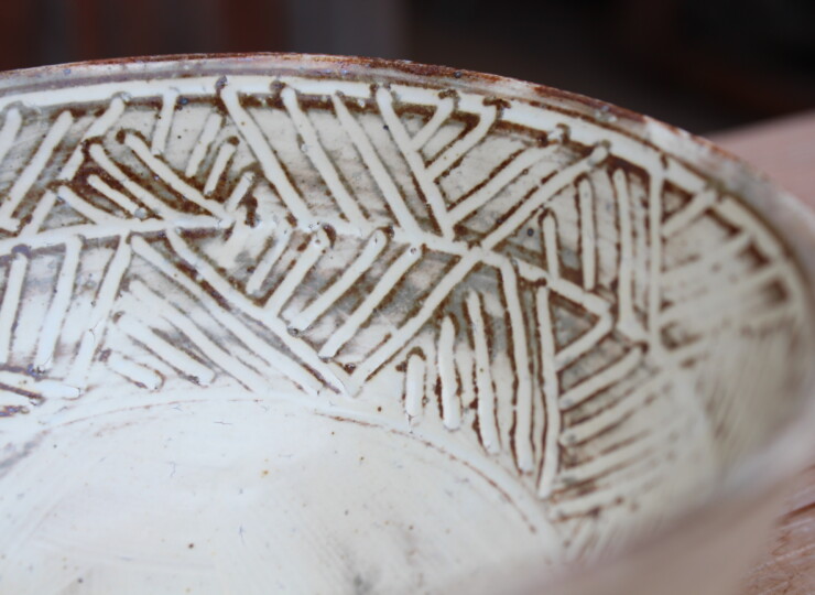 刷毛目象嵌深鉢Ｄ