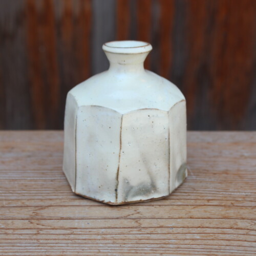 粉引面取花入Ｆ