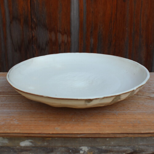 粉引面取石目大皿Ｌ