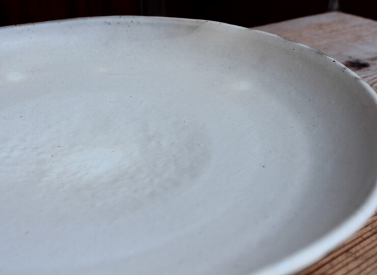 粉引面取石目大皿Ｌ