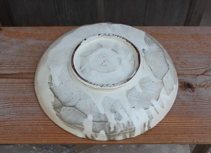 粉引面取石目大皿Ｌ